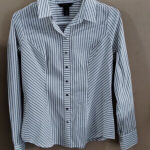 White House Black Market Button Down Shirt Stripe Top Size 10